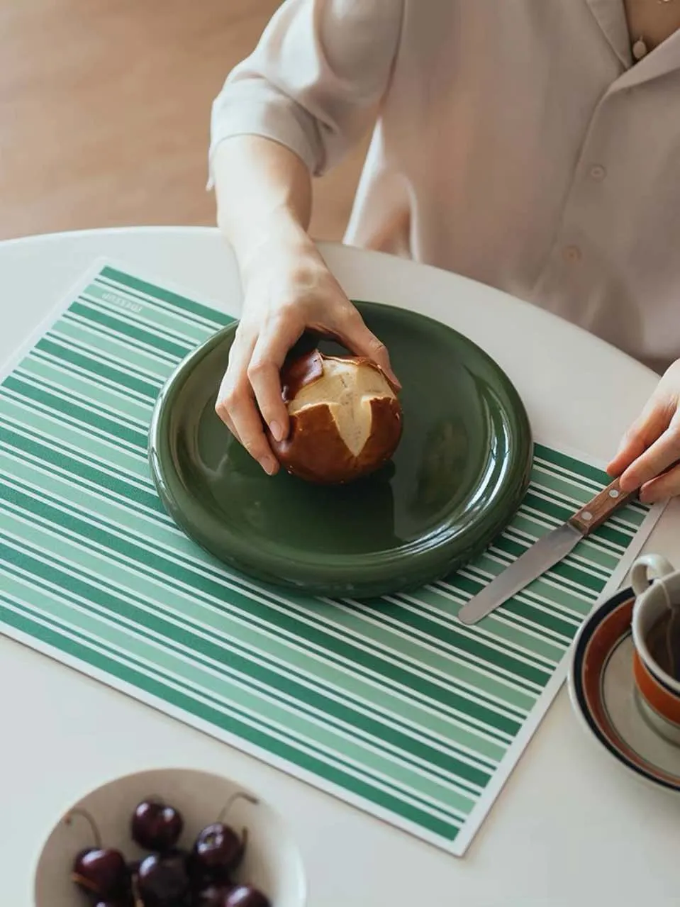 Dopamine Stripe Placemat Set Of 4 Pcs For Table Setting. Easy Cleaning