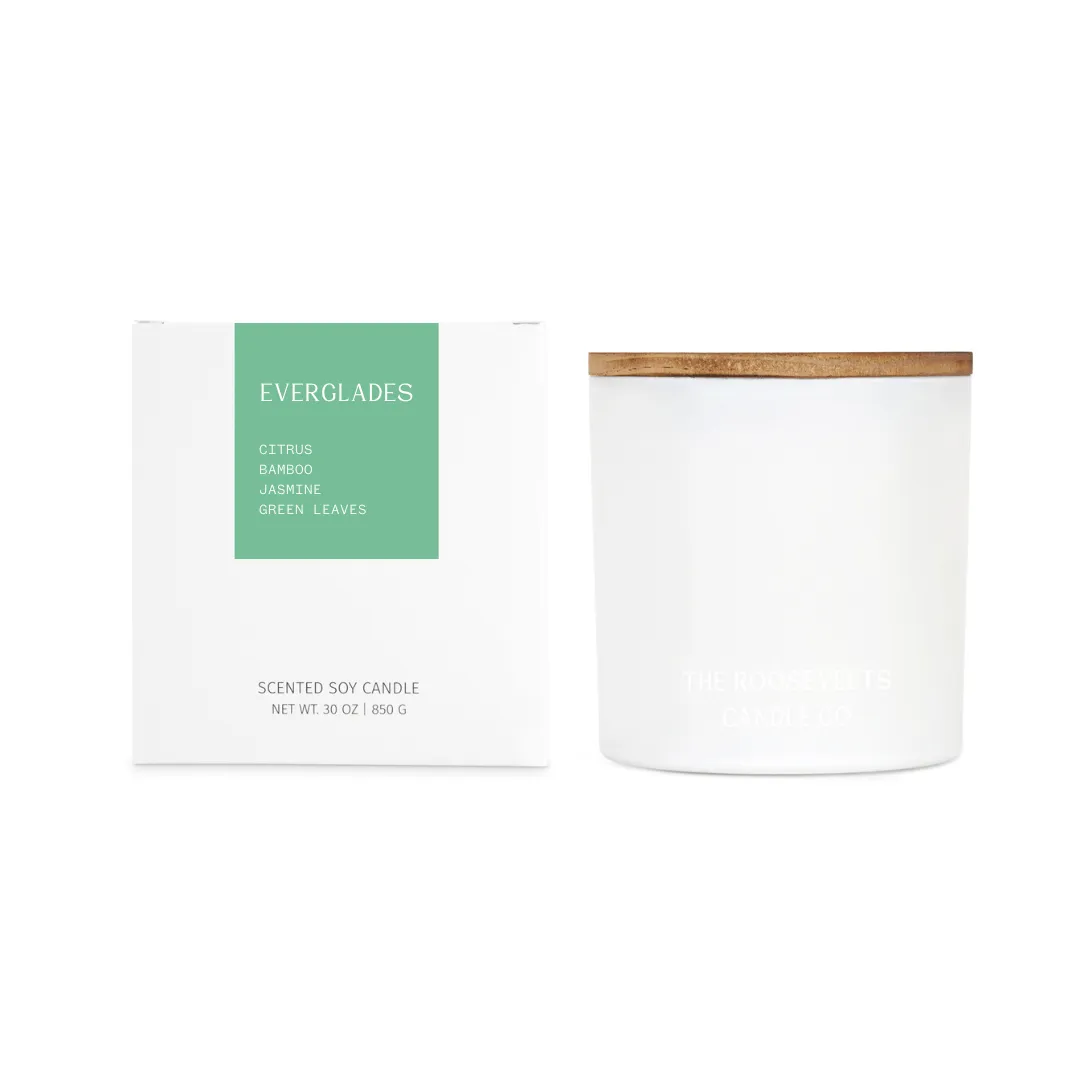 Everglades 3 Wick Candle - Citrus. Bamboo. Jasmine & Green Leaves.