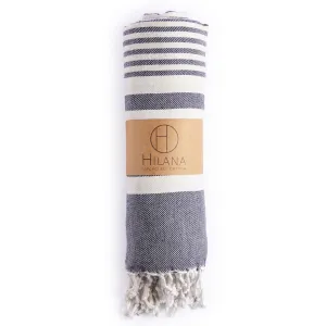 Fethiye Striped Blanket Throw - Blue by Hilana Upcycled Cotton