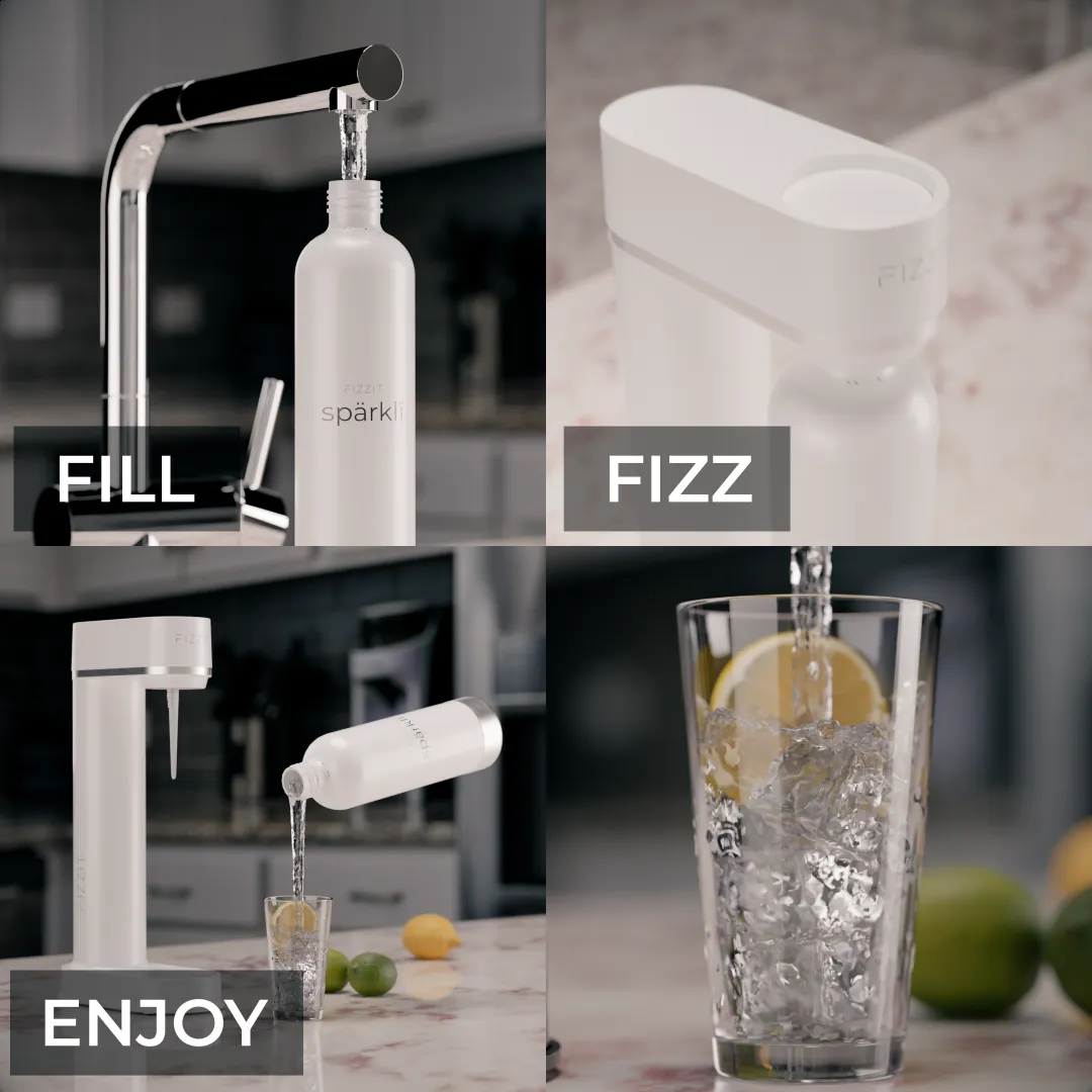 Fizzit Sprkl Carbonated Water Soda Maker with Stainless Steel Bottle Included