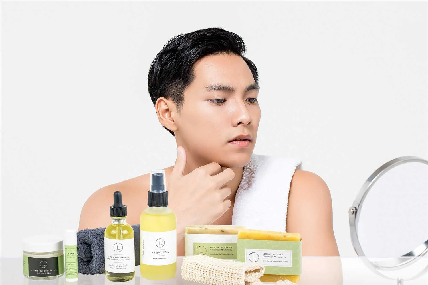 Fresh earthy Natural skincare set. Eucalyptus bath and body. Men Grooming kit/Body oil