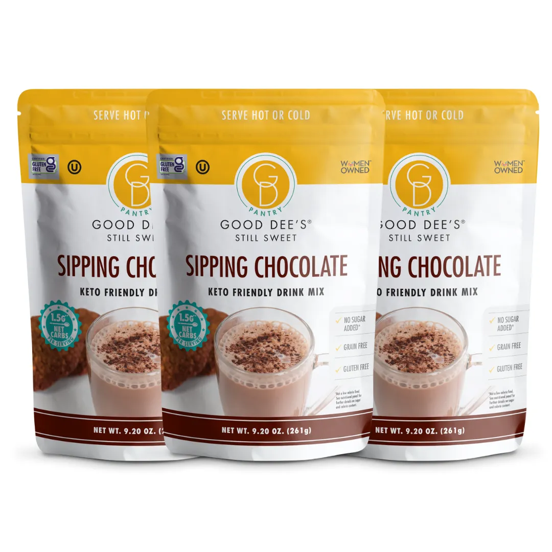 Good Dee's Sipping Chocolate Low Carb Drink Mix - Vegan. No Sugar Added*. Soy Free and Gluten Free by Good Dee's