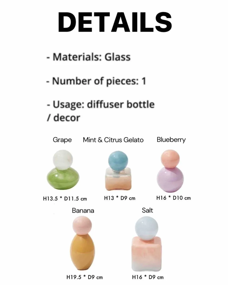Handblown Bonbon Decorative Jar. Dopamine Decor. Whimsical Diffuser Bottles