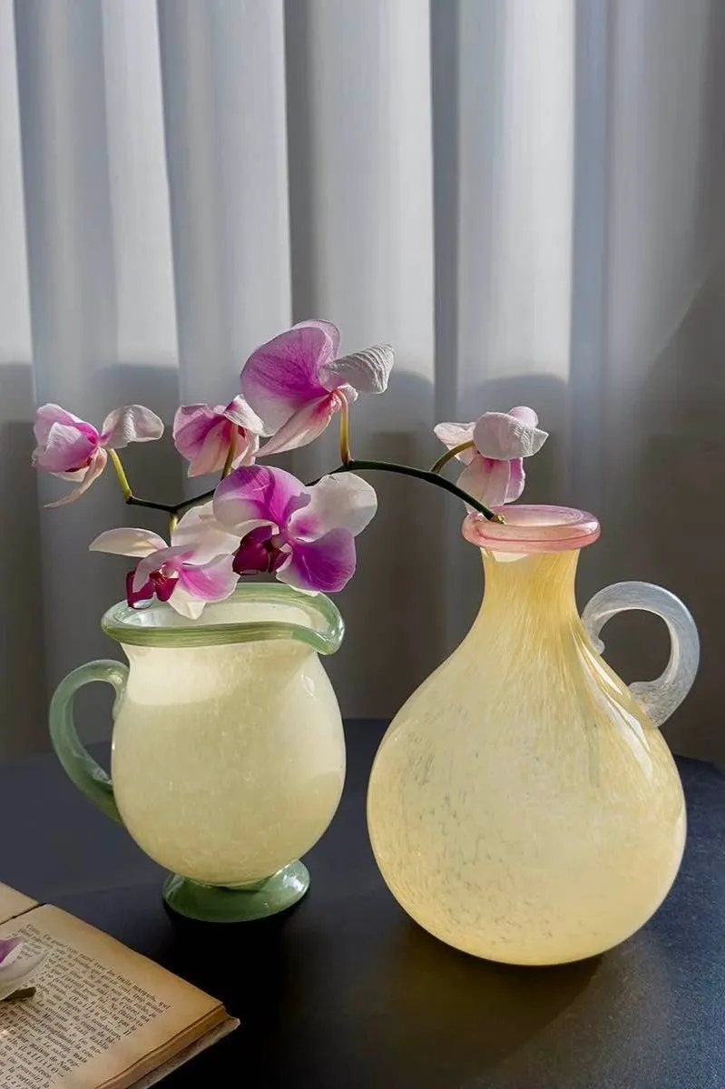 Handblown Bonbon Dopamine Bottle Vase. Whimsical Vintage Vase Centrepiece