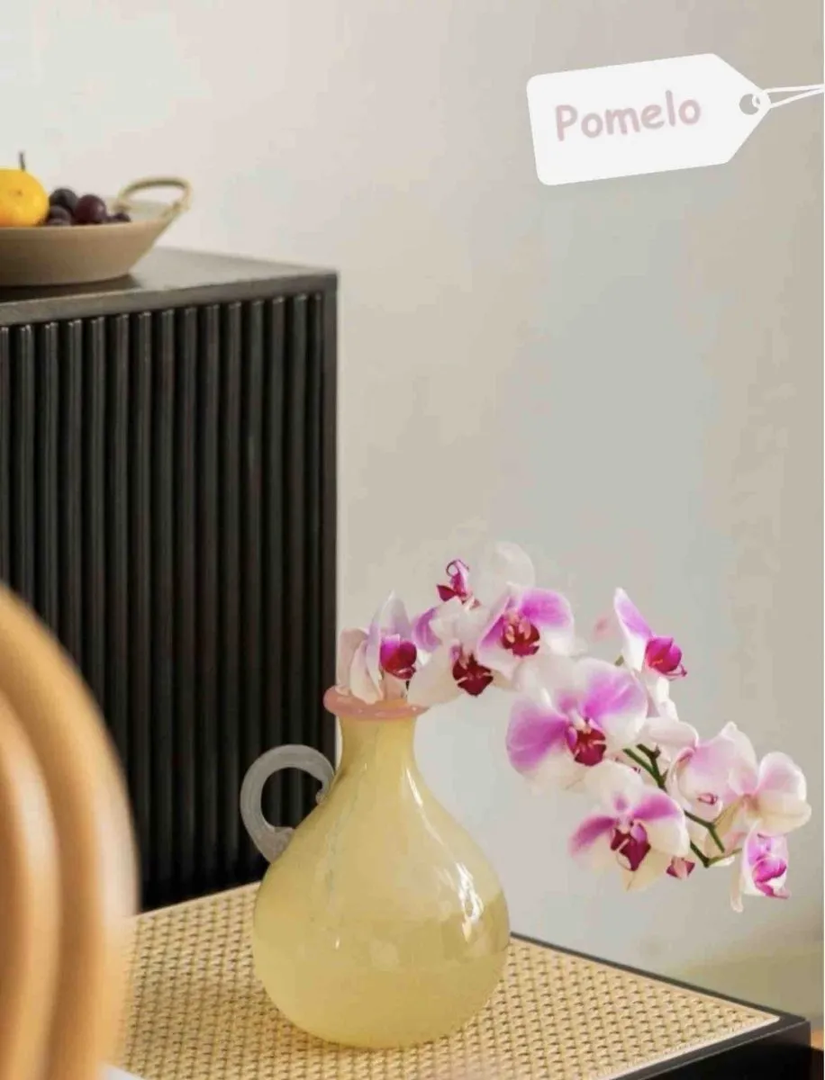 Handblown Bonbon Dopamine Bottle Vase. Whimsical Vintage Vase Centrepiece