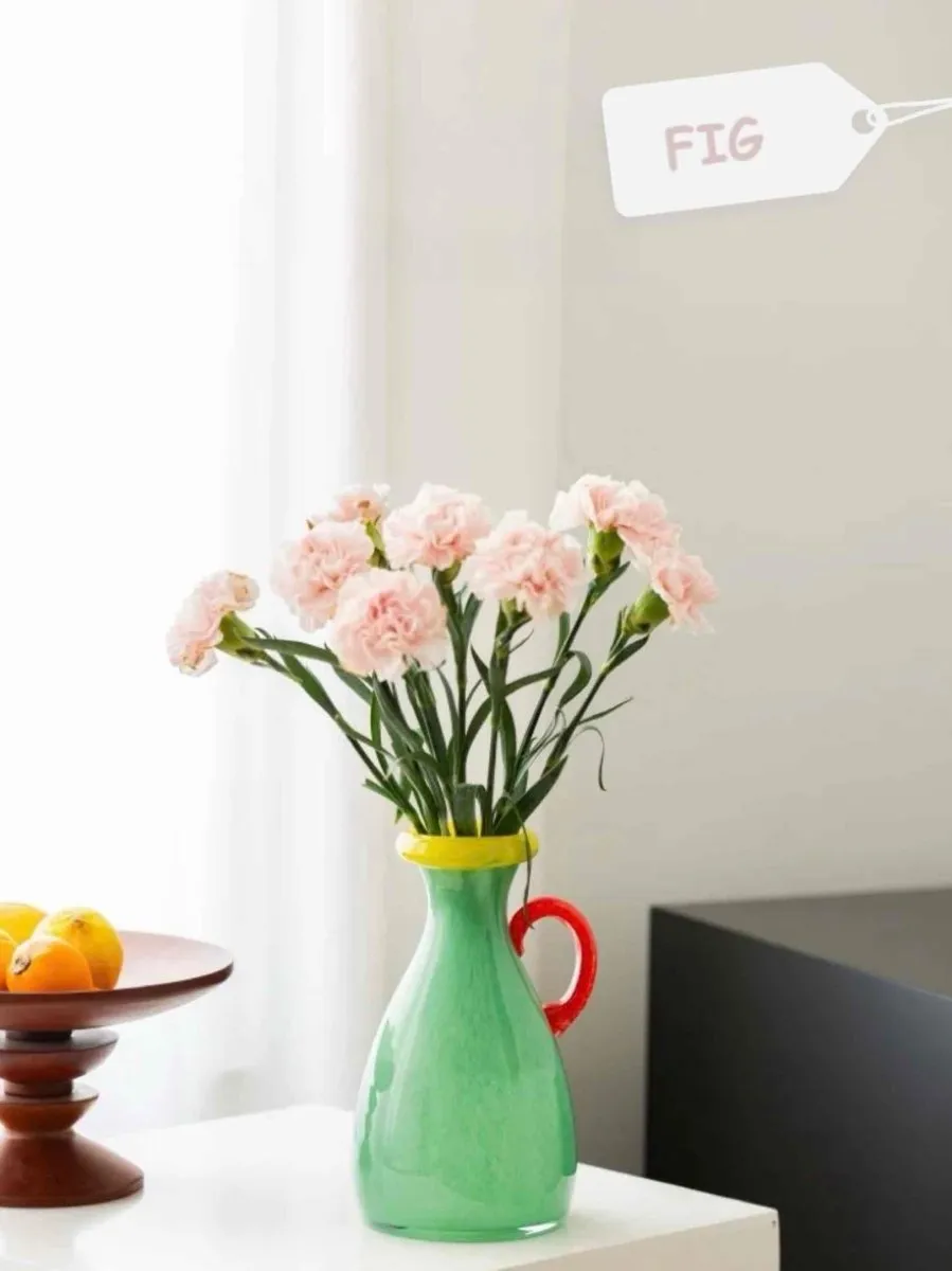 Handblown Bonbon Dopamine Bottle Vase. Whimsical Vintage Vase Centrepiece