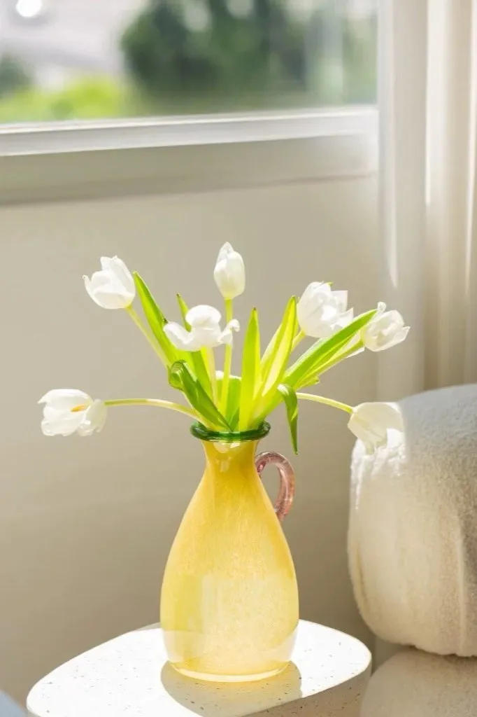 Handblown Bonbon Dopamine Bottle Vase. Whimsical Vintage Vase Centrepiece