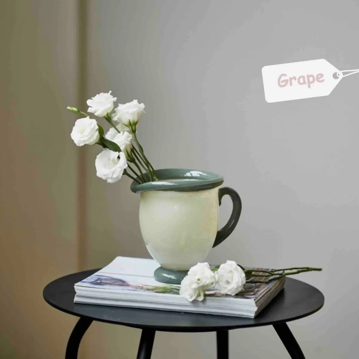 Handblown Bonbon Jug. Whimsical Pitcher. Dopamine Carafe. Glass Pourer