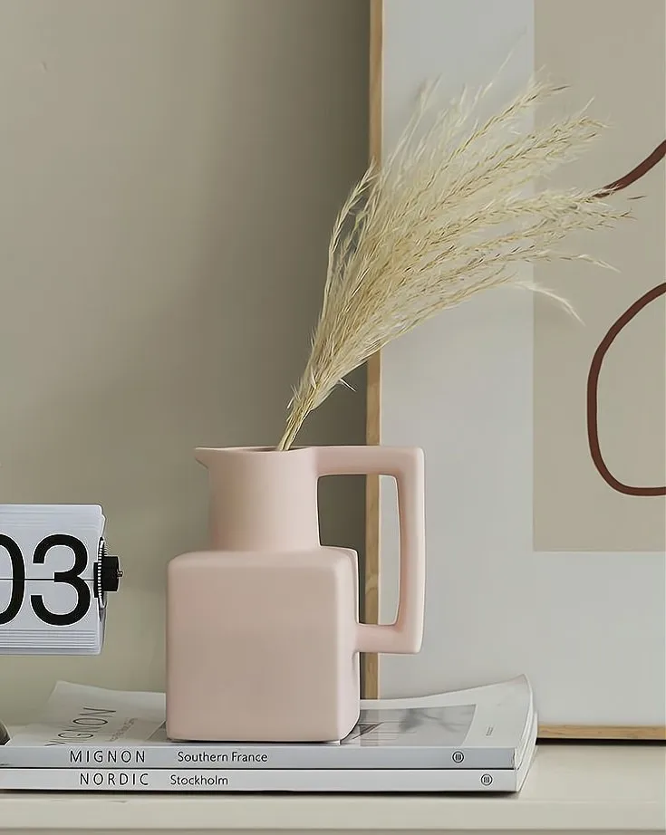 Handmade Ceramic Jug Pitcher Vase - Modern and Unique Decorative Centerpiece Vase