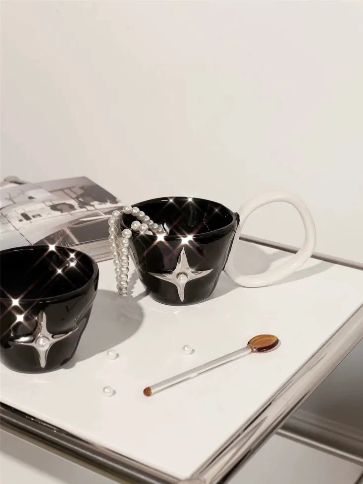 Handmade Ceramic Star Coffee Mug. Eclectic Tea Espresso Cup