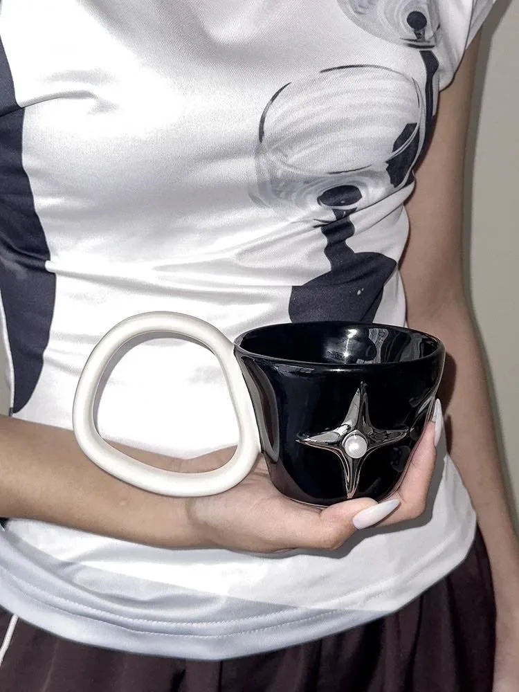 Handmade Ceramic Star Coffee Mug. Eclectic Tea Espresso Cup