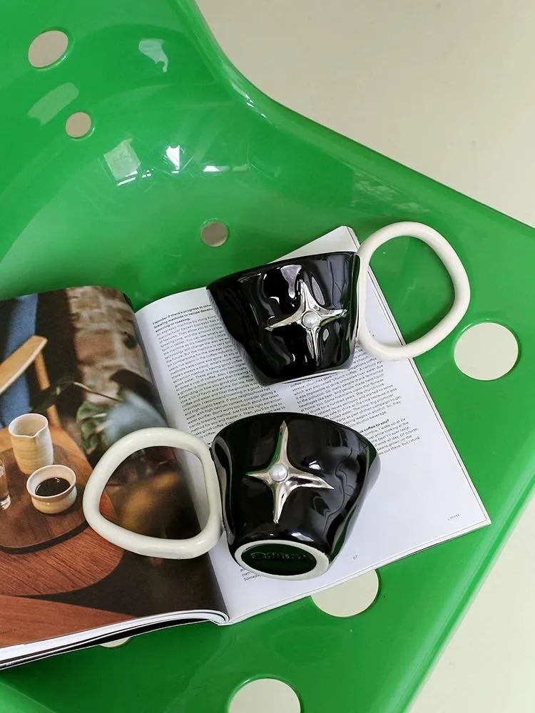 Handmade Ceramic Star Coffee Mug. Eclectic Tea Espresso Cup