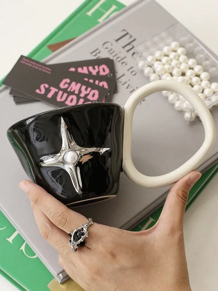 Handmade Ceramic Star Coffee Mug. Eclectic Tea Espresso Cup