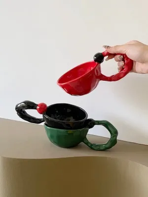 Handmade Irregular Retro Ceramic Bubble Coffee Mug. Espresso Cup
