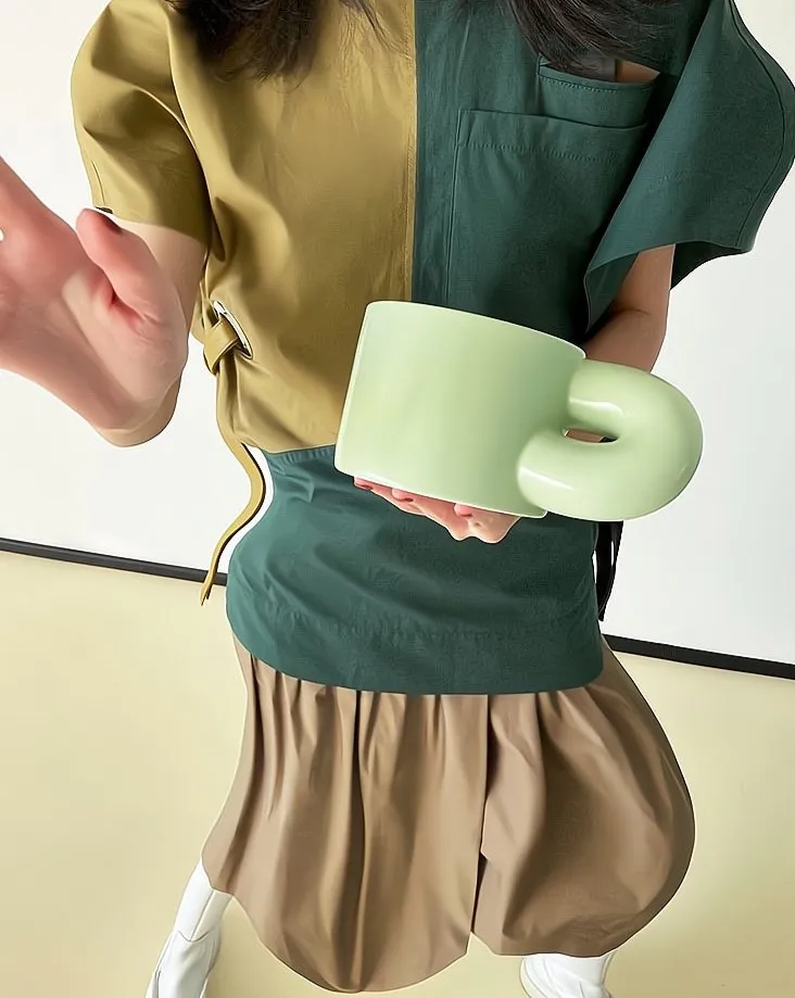 Handmade XXXL Ceramic Chubby Mug - Unique Cute Large Mug for Coffee & Tea