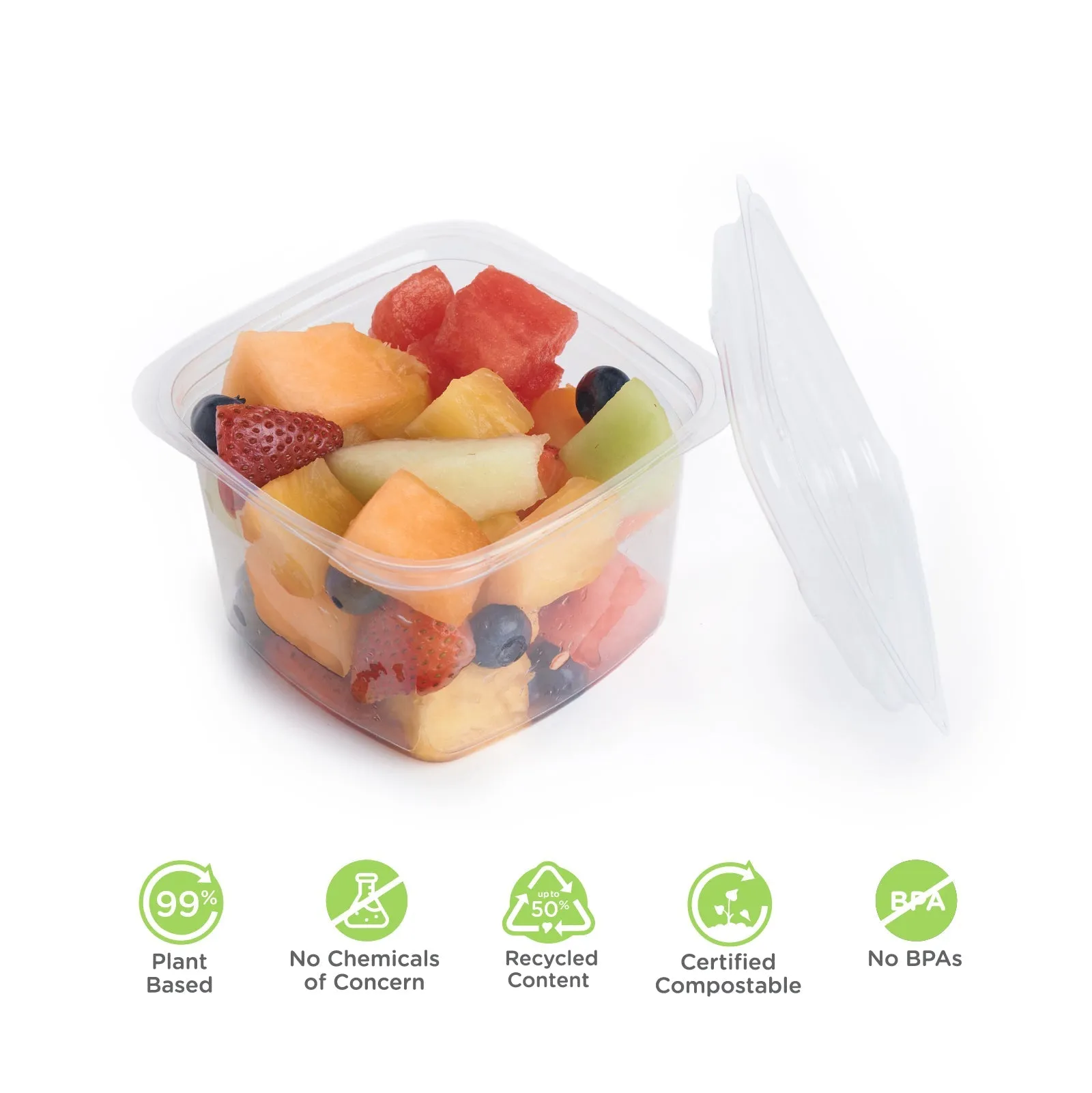 Lid for 8. 12. 16 and 24 oz. Deli Containers. Crystal Clear. PLA. 675/Case
