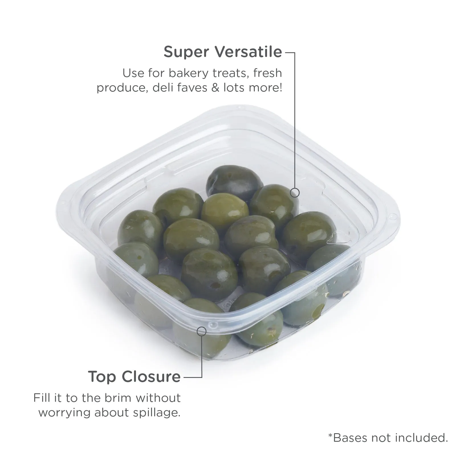 Lid for 8. 12. 16 and 24 oz. Deli Containers. Crystal Clear. PLA. 675/Case