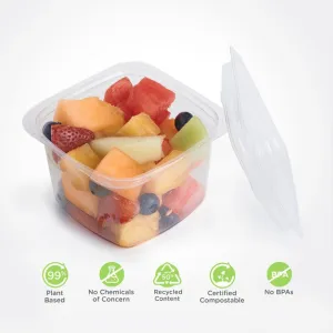 Lid for 8. 12. 16 and 24 oz. Deli Containers. Crystal Clear. PLA. 675/Case