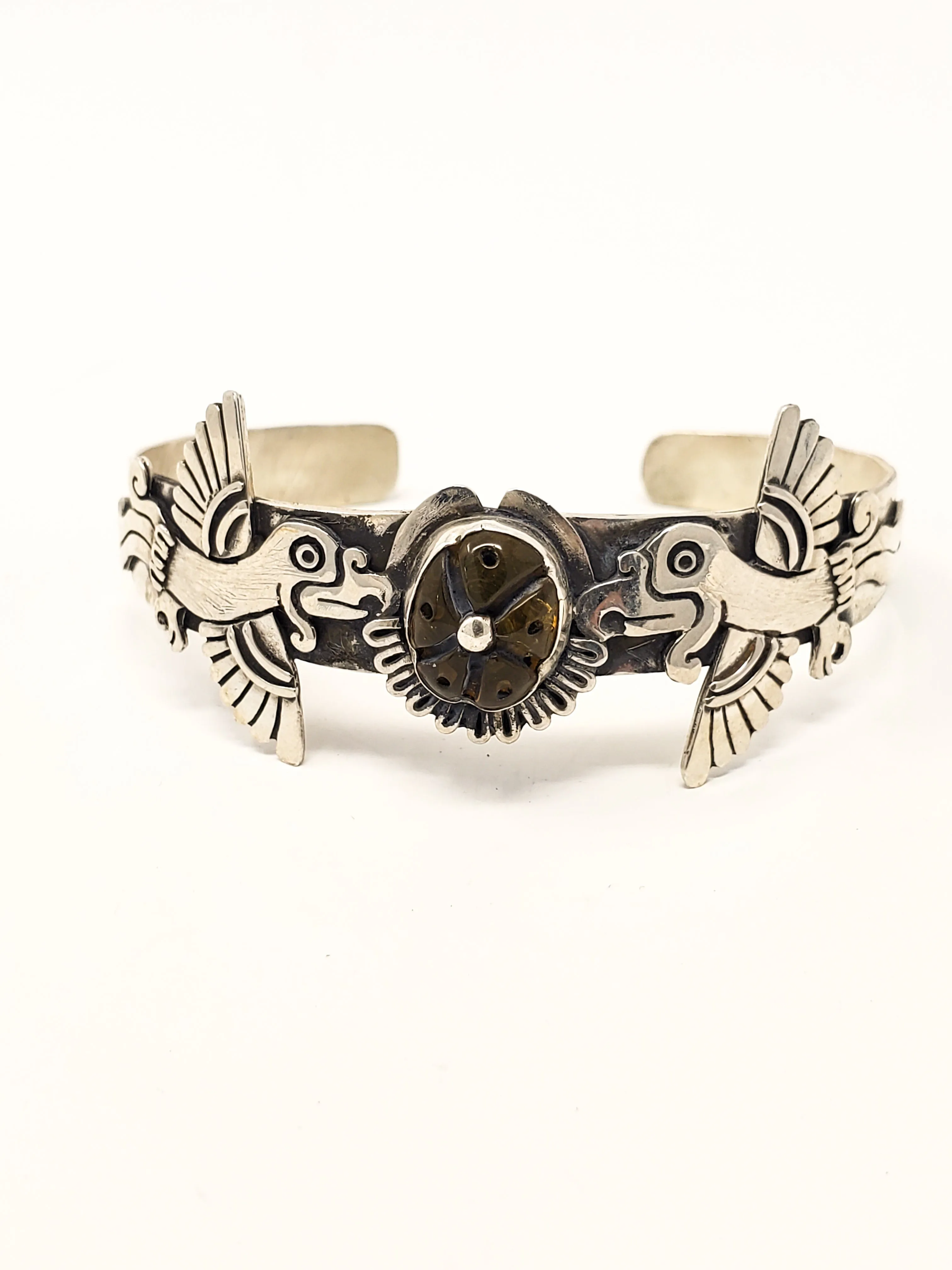 Macaw Cuetzali Peyote Silver Bracelet