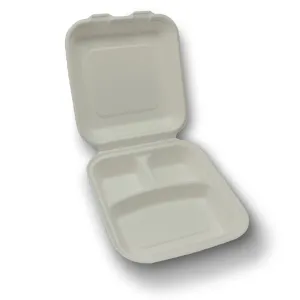 Medium 3-Compartment Fiber Hinged Container. 200-Count Case