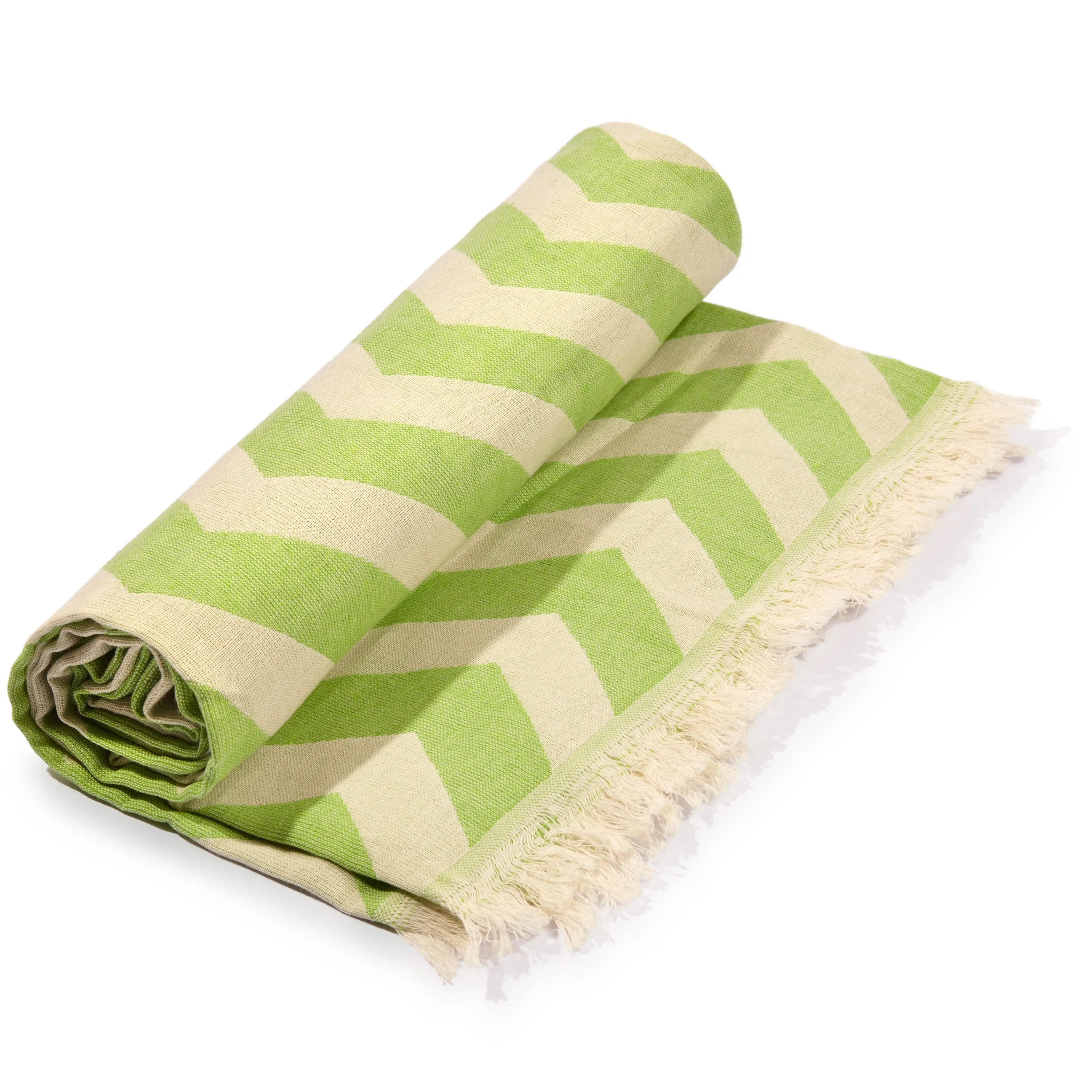 Mersin Chevron Towel / Blanket  - Green by Hilana Upcycled Cotton