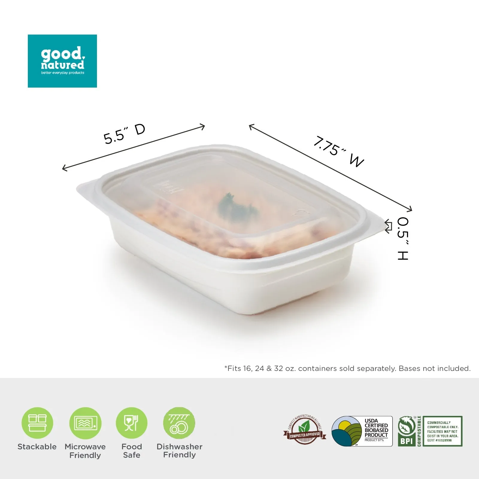 Microwavable Lid for 16. 24 & 32 oz. GoodToGo Containers. Mist. CPLA. 450/Case