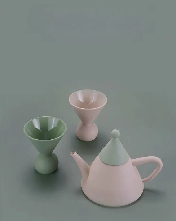 Morandi Ceramic Tea Set Gift Box - Nordic Handmade Cute Teapot & Tea Cups Set of 3 Pcs ( $26.6 Each )