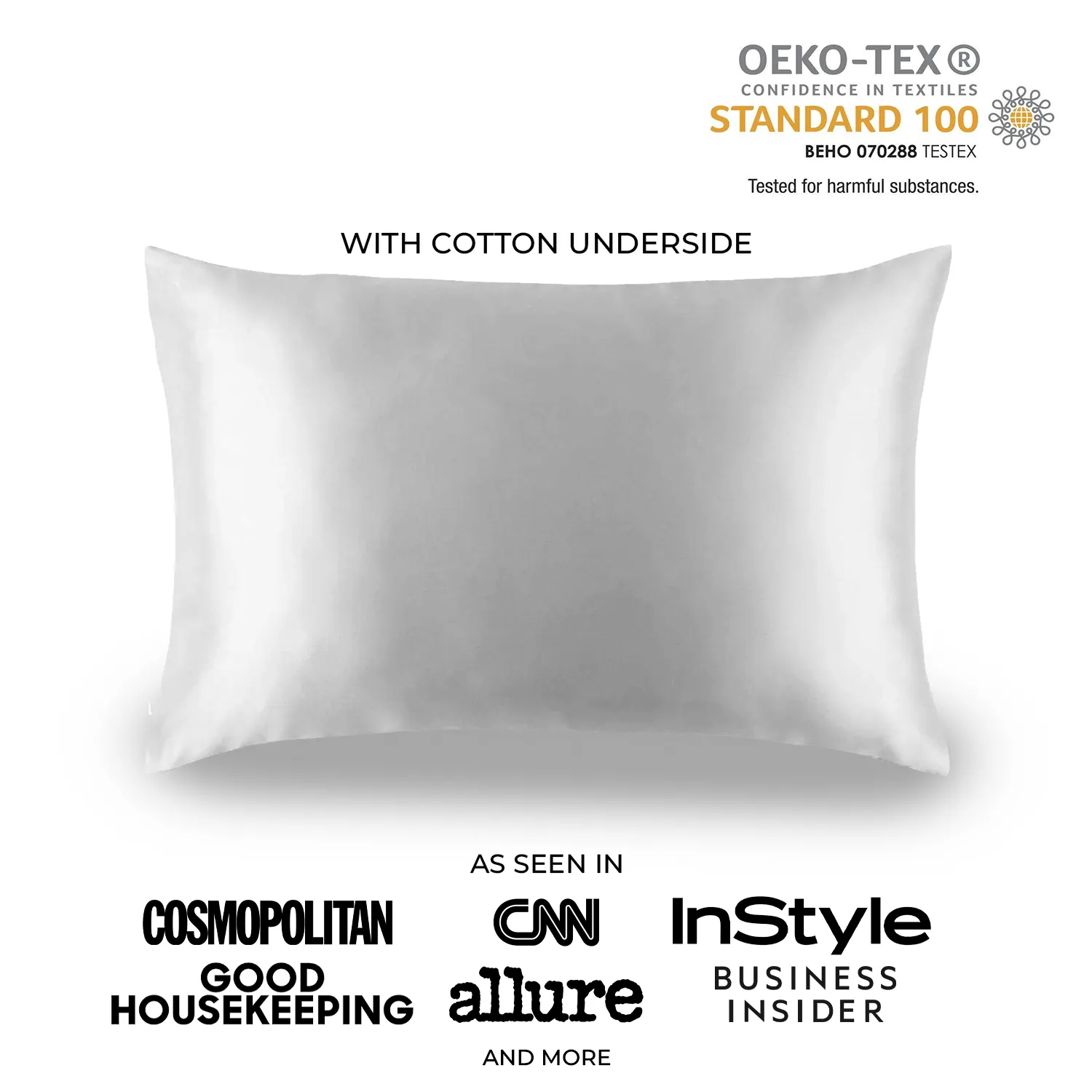 Natural Mulberry Silk Pillowcase with Cotton Underside (19 Momme)