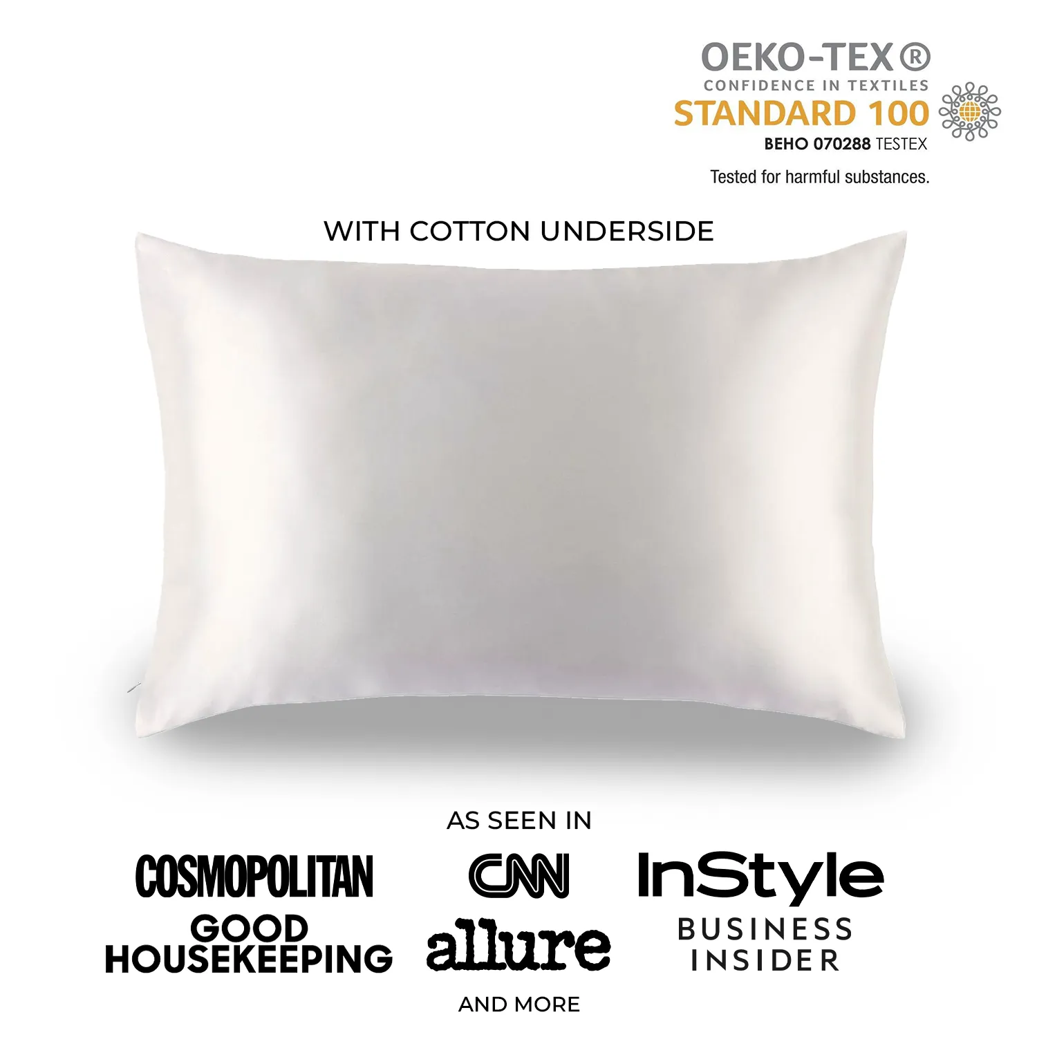 Natural Mulberry Silk Pillowcase with Cotton Underside (19 Momme)