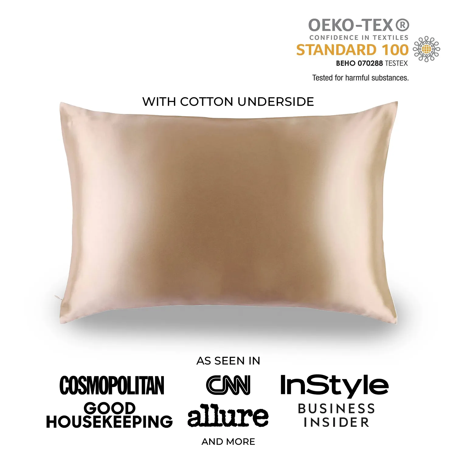 Natural Mulberry Silk Pillowcase with Cotton Underside (19 Momme)