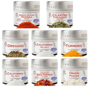 Pantry Starter Kit | Essential Spices. Seasonings. Salts | 8 Magnetic Tins | Gustus Vitae by Gustus Vitae