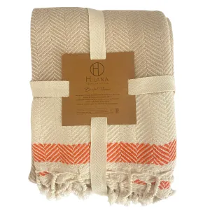 Pipa Sustainable Hand-loomed Throw Blanket - Beige by Hilana Upcycled Cotton