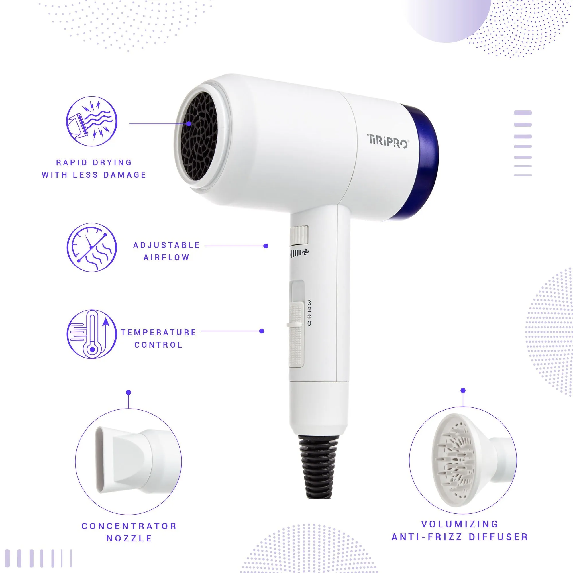 Prisma Pro Dryer with Adjustable Airflow Technology (Accessories Included)