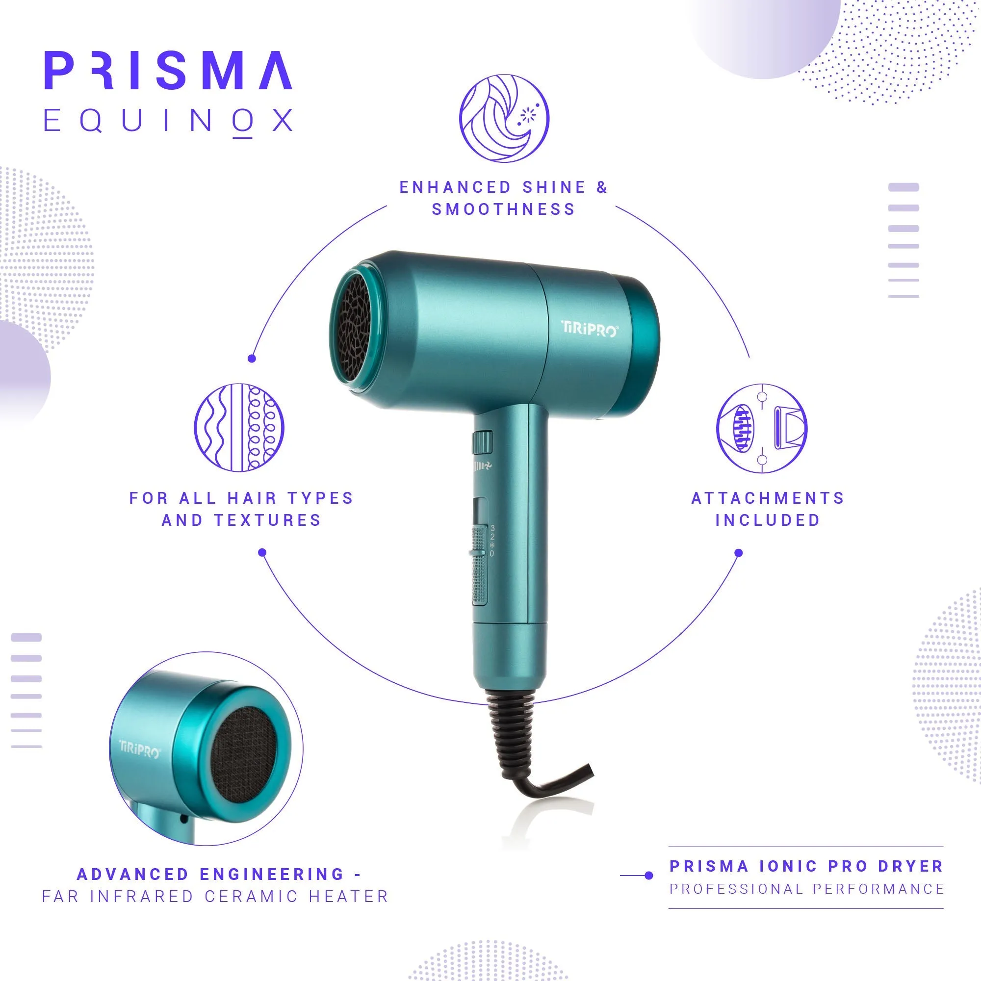 Prisma Pro Dryer with Adjustable Airflow Technology (Accessories Included)
