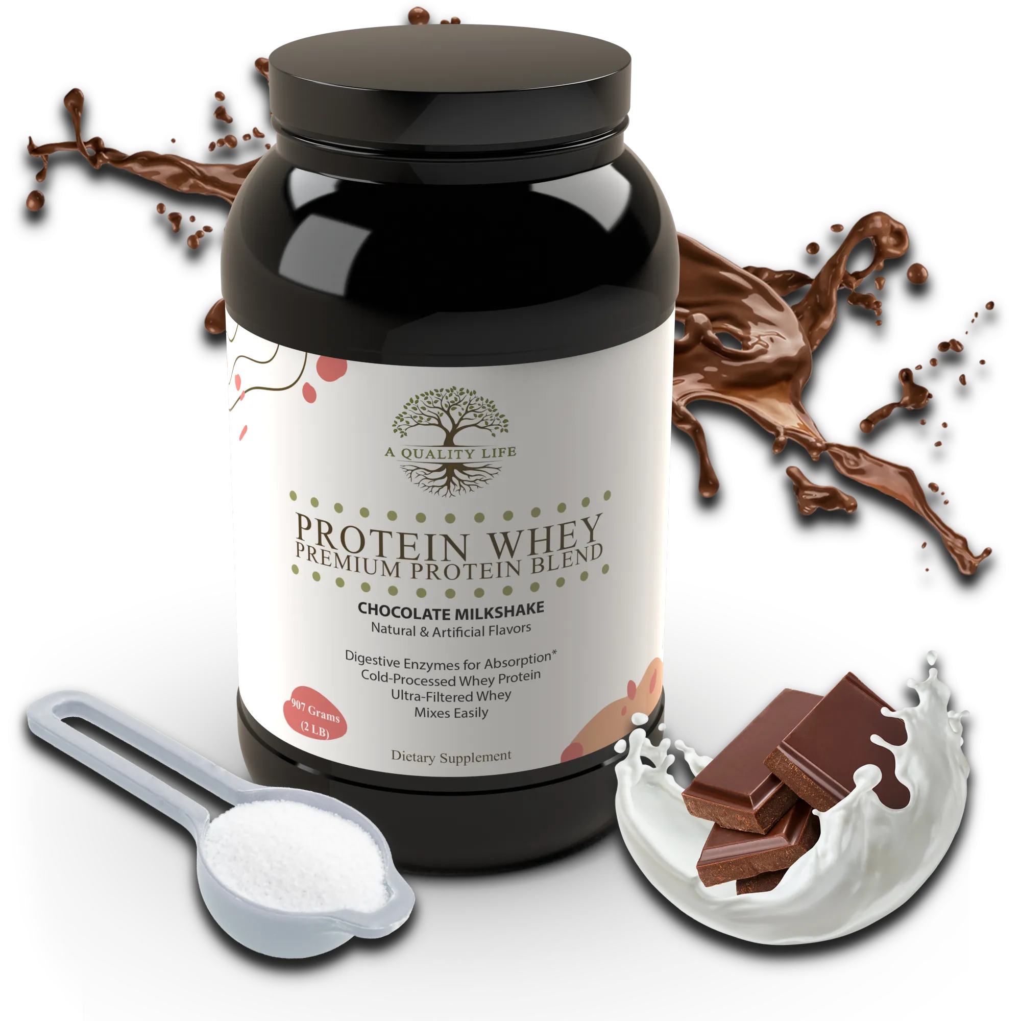 Protein Whey Premium Protein Blend Chocolate Milkshake by A Quality Life Nutrition