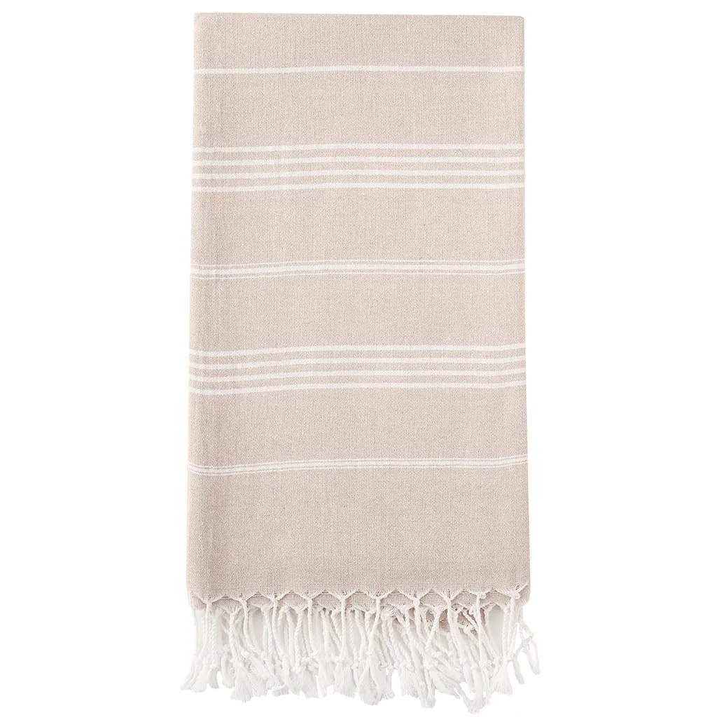 Pure Series Sustainable Turkish Towel Beige by Hilana Upcycled Cotton