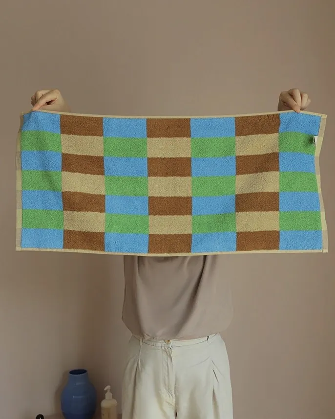 Rainbow Checkered Bath Towel. Soft 100% Organic Long-stapled Cotton