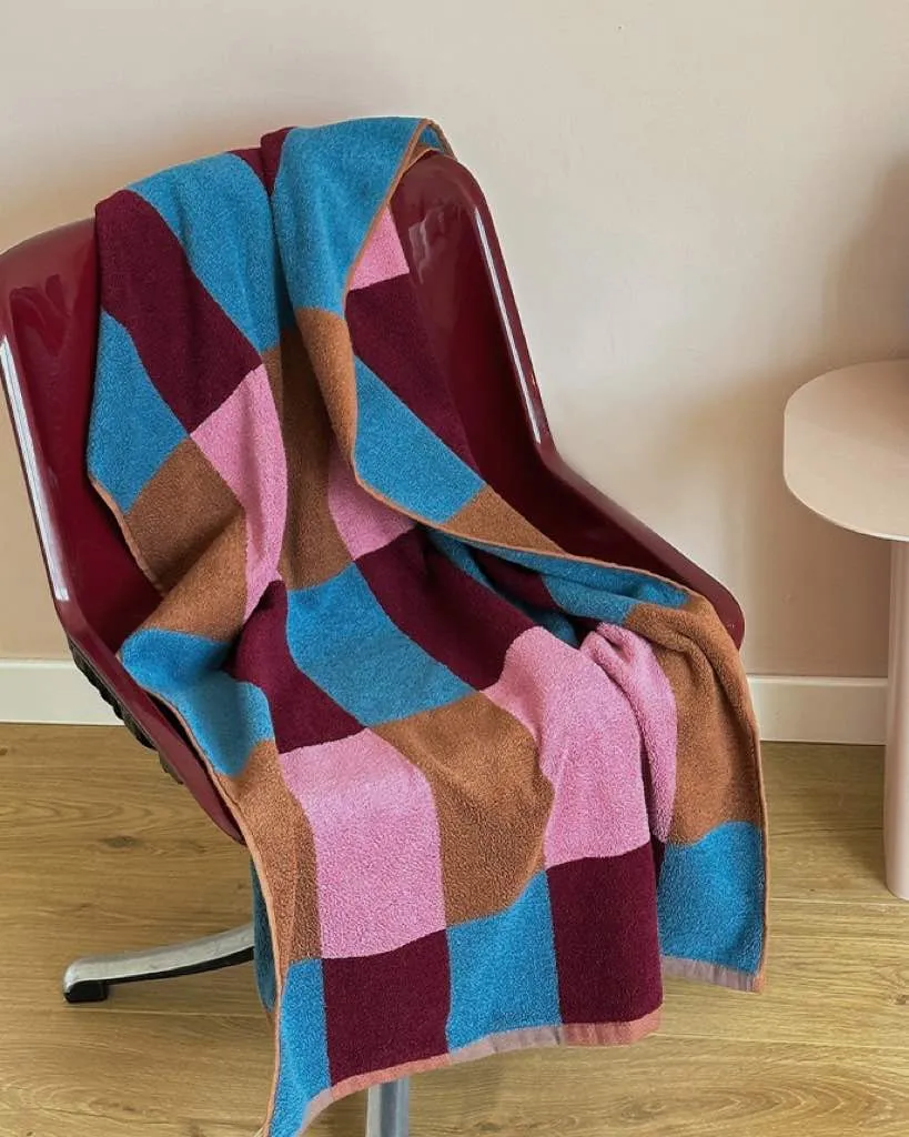 Rainbow Checkered Bath Towel. Soft 100% Organic Long-stapled Cotton