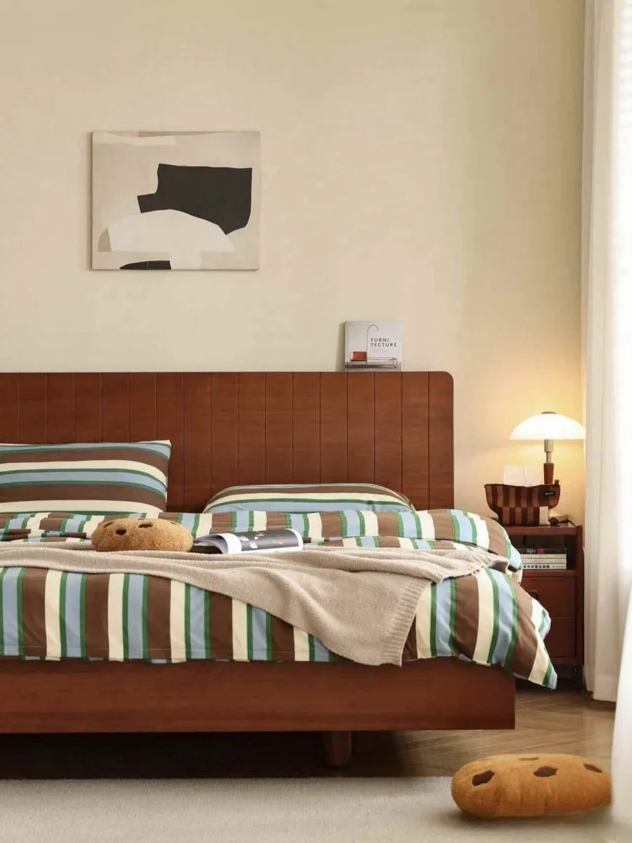 Retro Earthy Tone Stripe Duvet Cover Set with Pillowcases. 100% Cotton