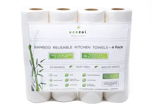 Reusable Bamboo Kitchen Paper Towels - Tree-Free. Eco-Friendly Rolls. 4-Pack by ecozoi