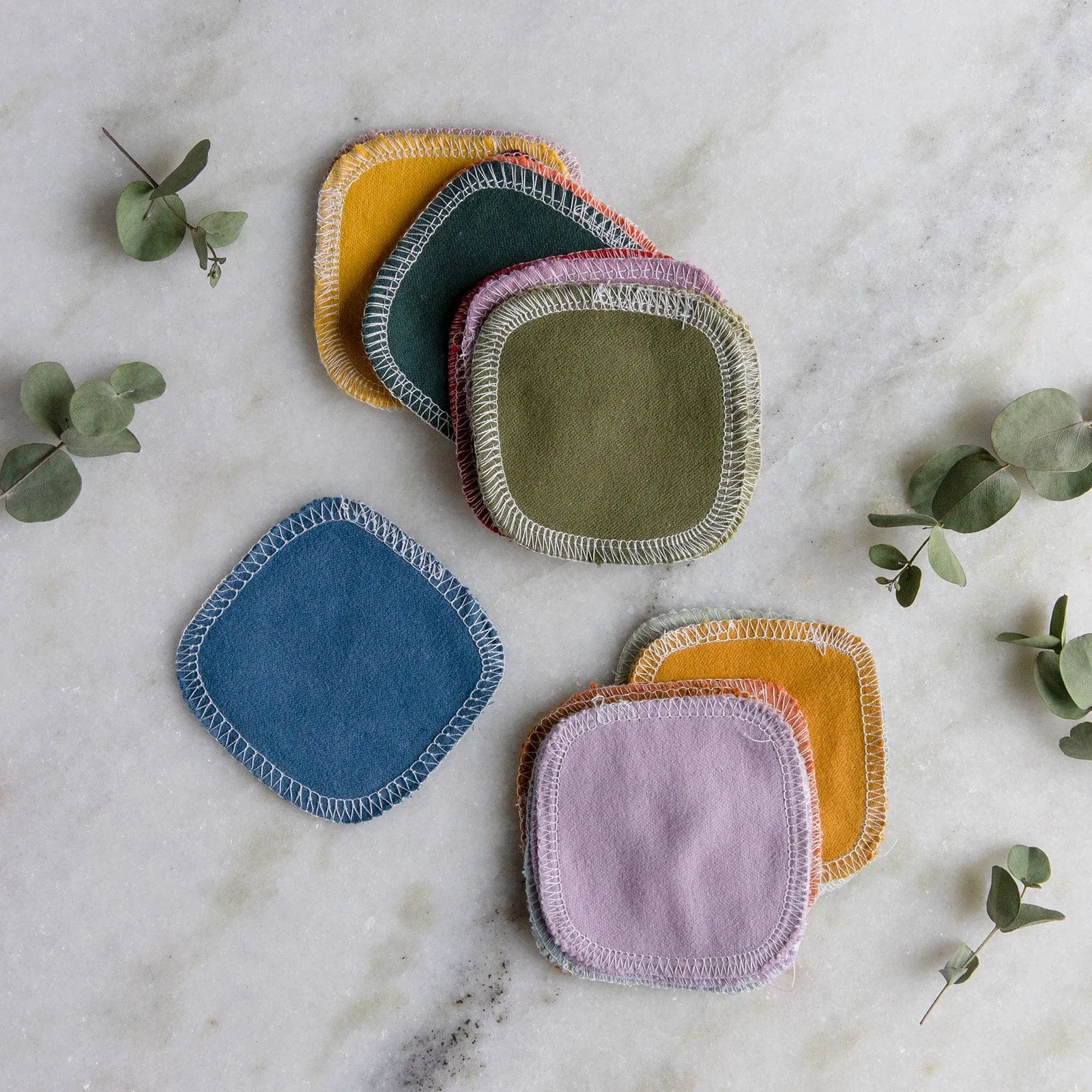 Reusable Facial Rounds - Reusable Cotton Pads. 100% Organic Cotton. Multiple Colors. 20 Pack