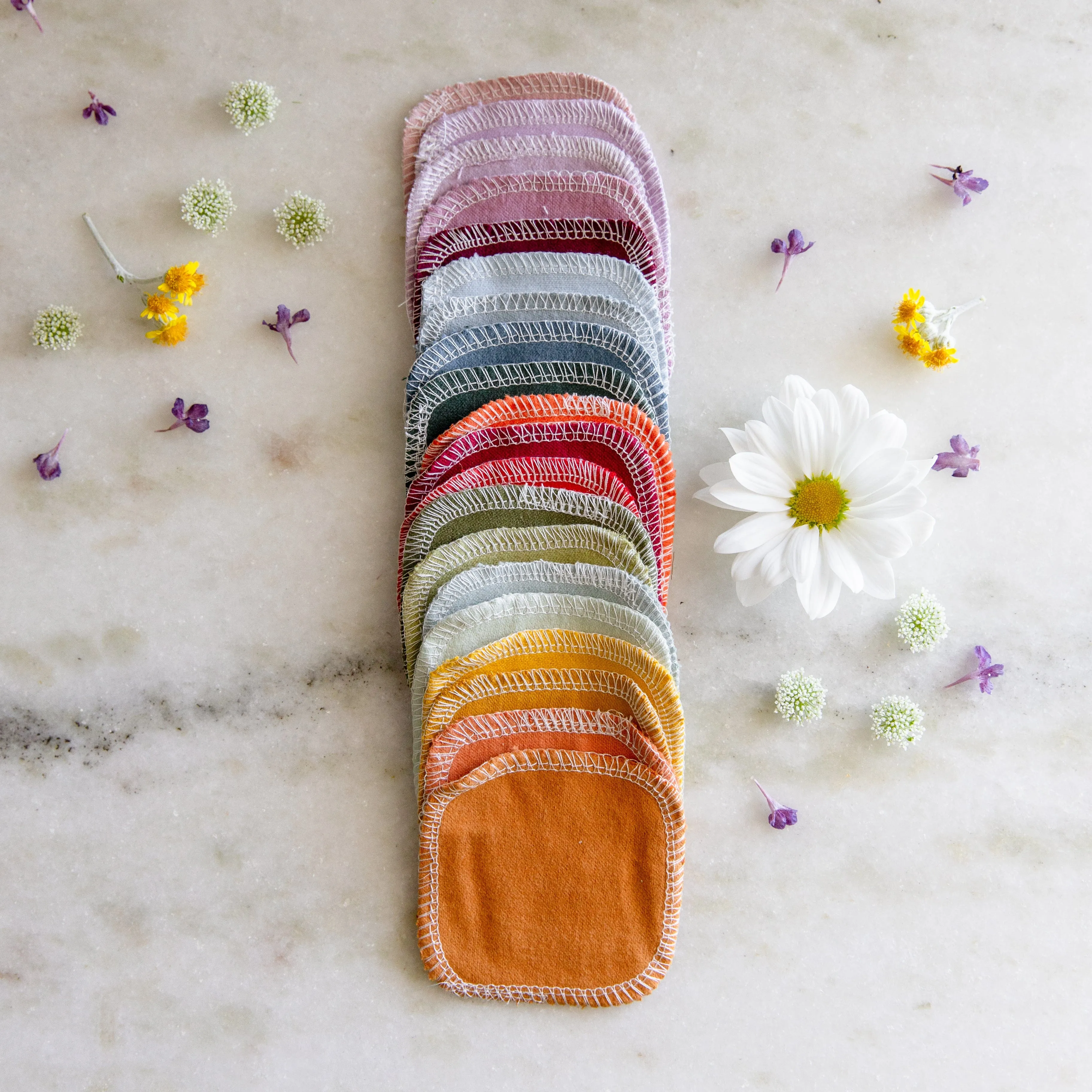 Reusable Facial Rounds - Reusable Cotton Pads. 100% Organic Cotton. Multiple Colors. 20 Pack
