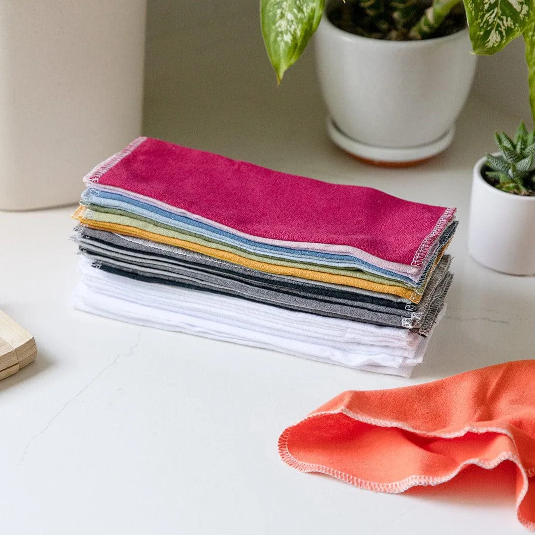 Reusable Paper Towels - 100% Organic Cotton. 12 or 24 Pack