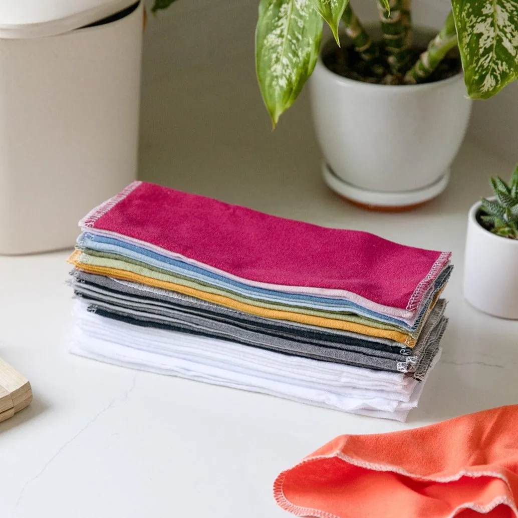 Reusable Paper Towels - 100% Organic Cotton. 12 or 24 Pack