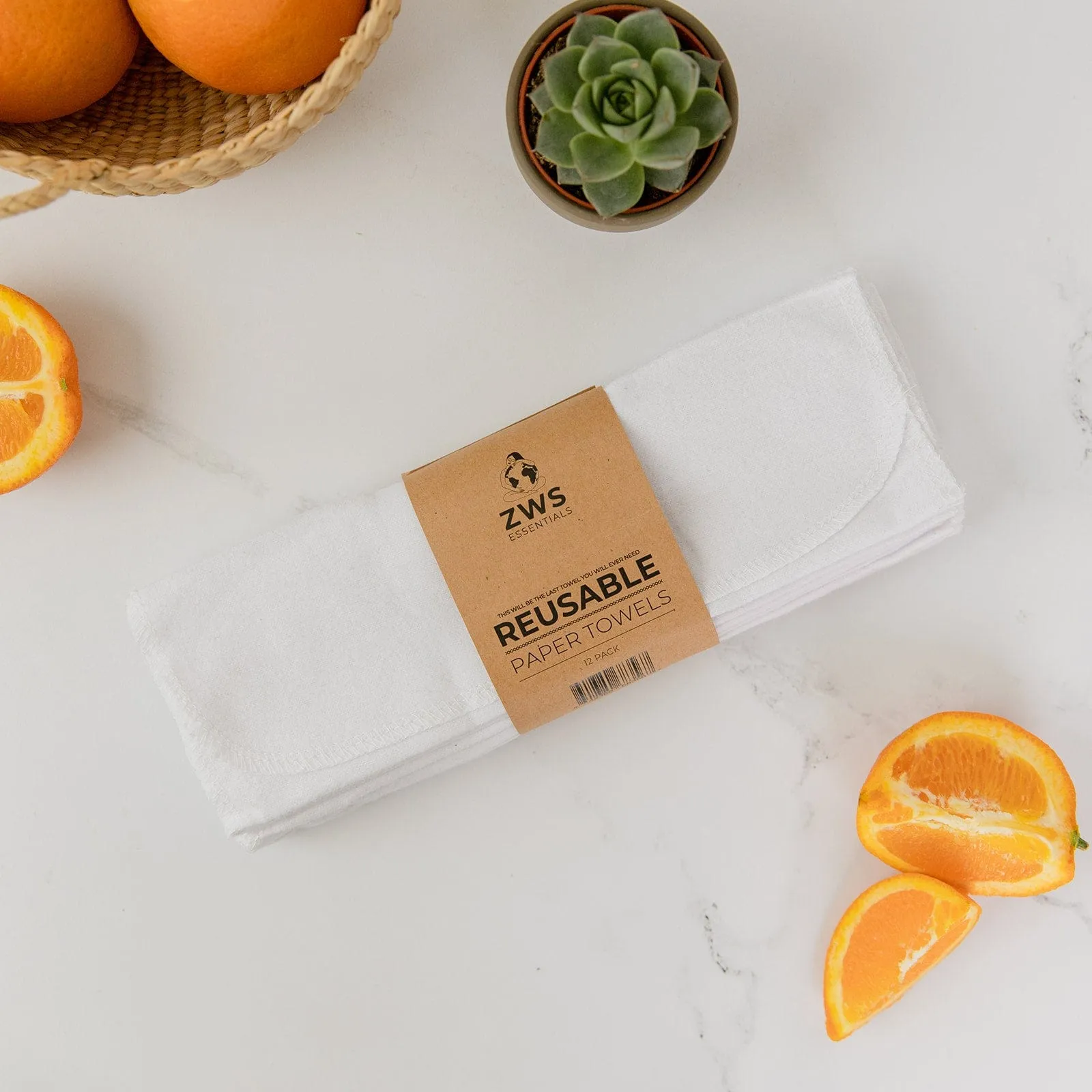 Reusable Paper Towels - 100% Organic Cotton. 12 or 24 Pack