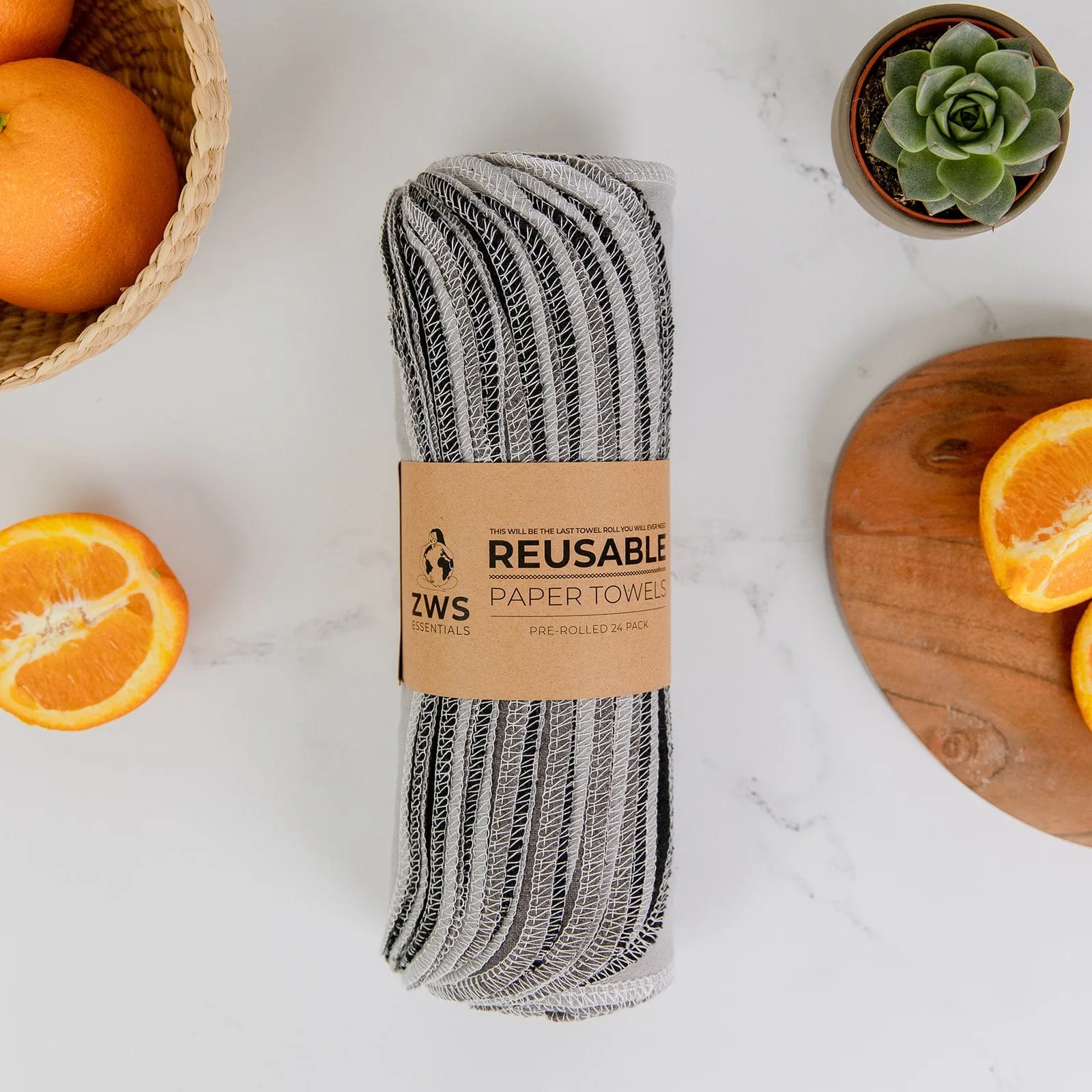 Reusable Paper Towels - 100% Organic Cotton. 12 or 24 Pack