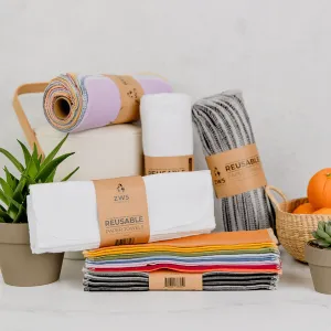 Reusable Paper Towels - 100% Organic Cotton. 12 or 24 Pack