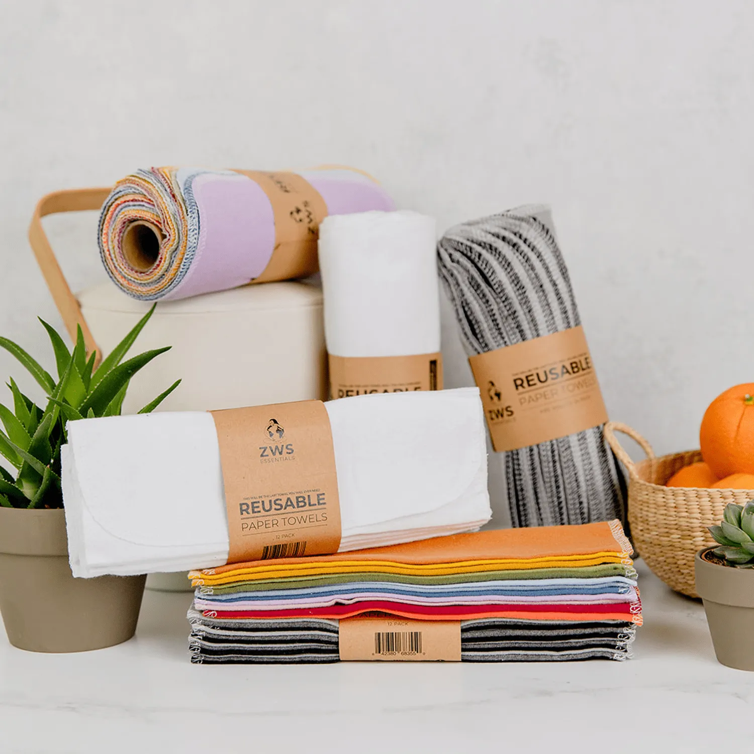 Reusable Paper Towels - 100% Organic Cotton. 12 or 24 Pack