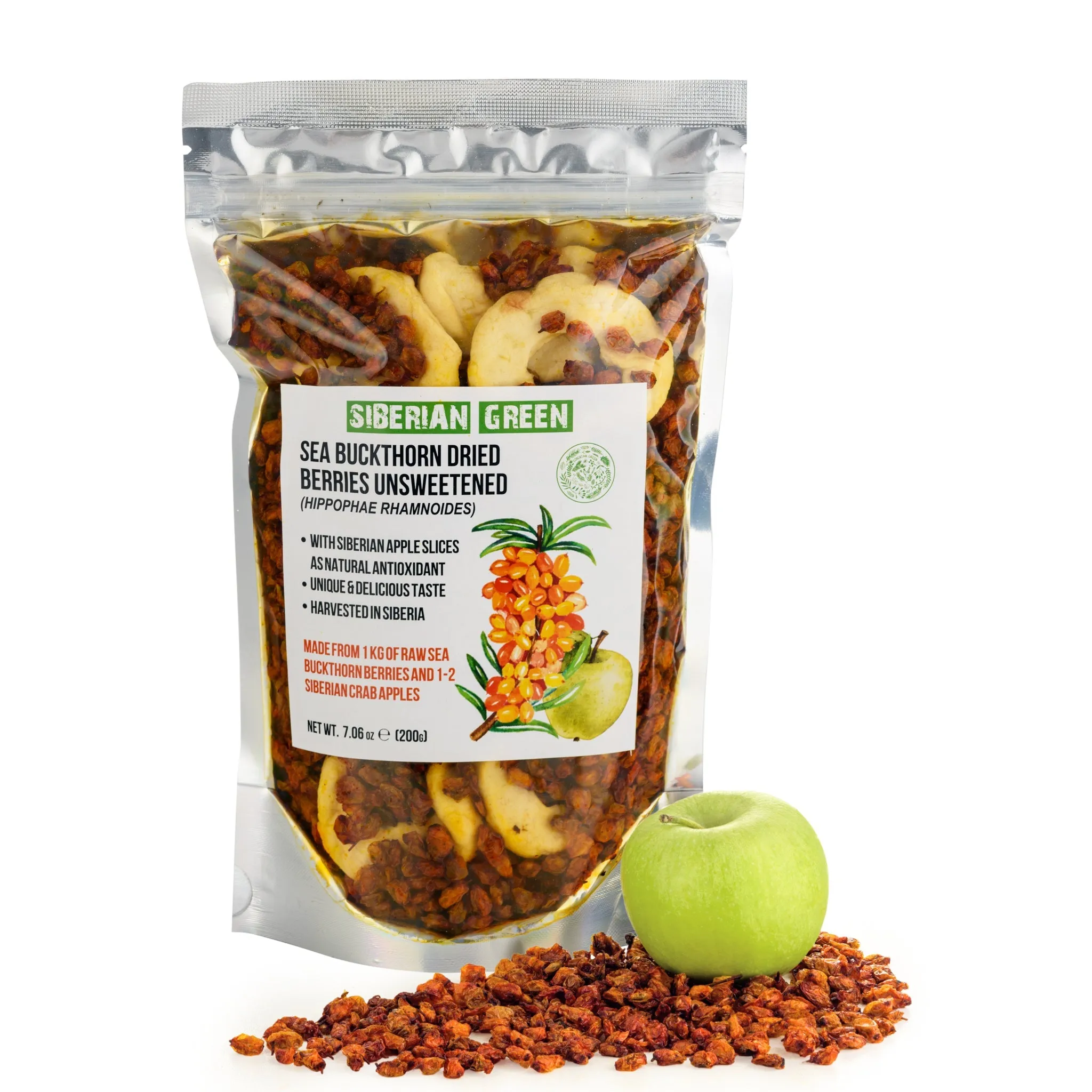 Sea Buckthorn Berries with Apple Slices  A Nutrient-Packed Superfood (200 g)
