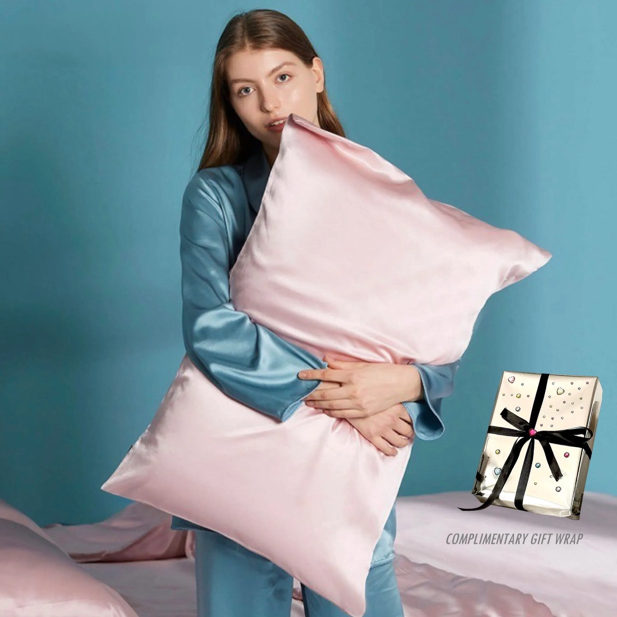Silky Gift Box: 6A Grade 100% Organic Mulberry Silk Pillowcase Set of 2 Pcs - 30 Momme. Pure Silk on Both Sides